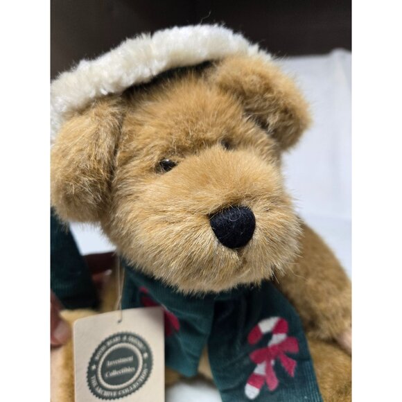 Boyds Bear B.J Bearricane Plush Bear with Green Candy Cane Scarf and Green Hat - Picture 3 of 15